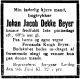 Dødsannonse Johan Jacob Dekke Beyer