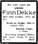 Dødsannonse Finn Dekke