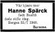 Dødsannonse Hanne Spärck