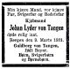 Dødsannonse Johan Lyder von tangen