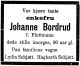 Dødsannonse Johanne Bordrud