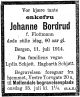 Dødsannonse Johanne Bordrud